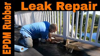 EPDM Rubber Roof Leak Repair around a Railing Post on a Flat Roof [upl. by Leiram]