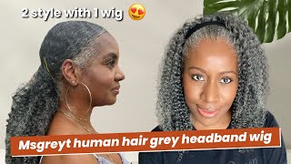 WOW 🤩Grow your grey hair fast with Msgreyt headband wig greyhair headbandwig [upl. by Sedruol]