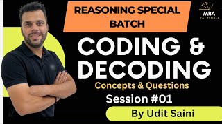 CodingDecoding  Part01  Reasoning  Udit Saini  SNAP NMAT TISS CMAT MAHCET MAT [upl. by Arrad]