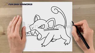 How to Draw Rattata Pokemon Easy  Fun Easy Drawings FunEasyDrawings cartoon pokemon rattata [upl. by Deys325]