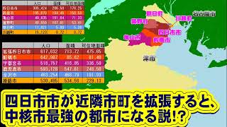 四日市市が四日市都市圏を合併して拡張四日市市になれば、中核市最強都市を圧倒する説vs鹿児島市vs宇都宮市vs姫路市vs金沢市vs船橋市 [upl. by Ameline87]