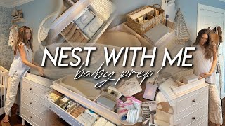 NEST WITH ME FOR BABY  nursery dresser organization baby gear assembly sterilizing amp baby prep [upl. by Yenalem]