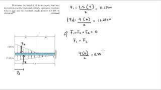 Determine the length b of the triangular load and its position a [upl. by Gnel805]