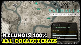 Assassins Creed Valhalla Melunois All Collectibles The Siege of Paris Wealth Mysteries Artifacts [upl. by Ilario]