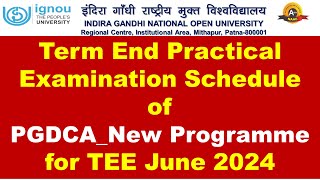 Schedule of PGDCANew Practical Exam for TEE June 2024  ignou [upl. by Notlimah]