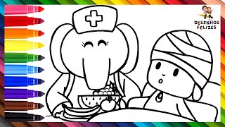 Desenhar e Colorir a Elly Cuidando do Pocoyó 👶🤕🐘🍌🍉🍇🍏 Desenhos para Crianças [upl. by Tami]