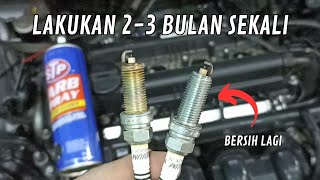 Membersihkan Busi Mobil Sendiri  Busi Kia Rio Spark Plug Cleaning  STP Carb Spray [upl. by Tadio]