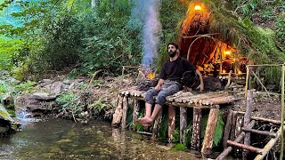 7 Days SOLO SURVIVAL CAMPING In RAIN Forest THUNDER  Building Warm BUSHCRAFT SHELTER  Cooking [upl. by Pauli]