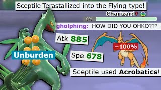 TERA FLYING UNBURDEN SCEPTILE IS AMAZING IN POKEMON SCARLET AND VIOLET [upl. by Eitsyrhc148]