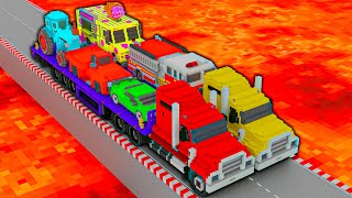 Double Flatbed Trailer Truck vs Speedbumps in Teardown 1 [upl. by Seidel]