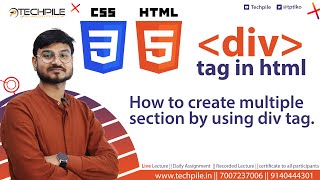 Div tag  How to use Div tag in HTML with example  how to create multiple section in a webpage [upl. by Rosanne]