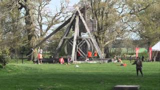 Trebuchet firing a fireball at Warwick Castle HD [upl. by Cynthla]