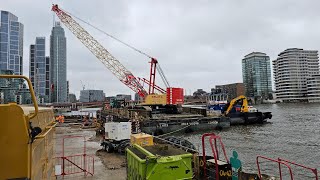 WELDEX CRAWLER CRANE barge transfer Tideway WELDEX [upl. by Enaz542]