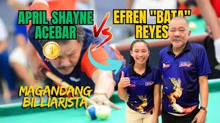 Efren quotbataquot Reyes vs April Shayne Acebar Palaro Gold medalist full exhibition game [upl. by Kiersten]