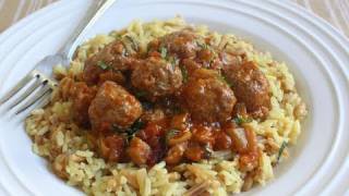 Mini Lamb Meatballs with Spicy Eggplant Tomato Sauce  Lamb Meatballs Recipe [upl. by Josy168]