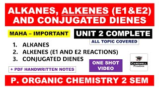 Unit 2 Complete  Alkane Alkene and Conjugated dienes  E1 and E2 Reactions  Carewell Pharma [upl. by Garry]