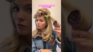 My signature roller pattern for curtain bangs Sabrina Carpenter Style and bouncy curledin ends 😍 [upl. by Gerfen]