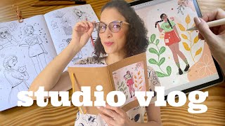 ❥ DIY sketchbook pintura digital flat e texturizada no procreate sketching  STUDIO VLOG [upl. by Loralie]