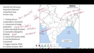 Map Work Important National movements of india  Class 10  History  Social Science Tushar Sir [upl. by Gare]