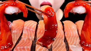 ASMR 불닭연어초밥 리얼사운드 먹방 FIRE CHICKEN SALMON SUSHI EATING SOUND MUKBANG [upl. by Ikcaj]