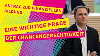 Finanzielle Bildung  Christopher Vogt quotWichtige Frage der Chancengerechtigkeitquot [upl. by Aissatsana]