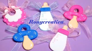 Distintivos para BABY SHOWER  Baby Shower souvenirs DIY [upl. by Felicdad]