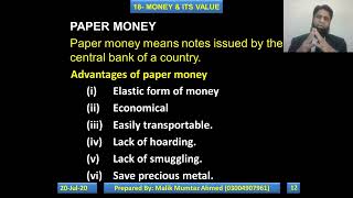 CA Economics Money and its value [upl. by Nus501]