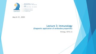 Lecture 3 Immunology Diagnostic application of antibodies properties [upl. by Ennaira]