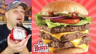 Wendys Daves Triple Cheeseburger Triple Stack Review [upl. by Ainoz463]