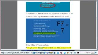 Fix CRITICALSERVICEFAILED STOP 0x0000005A Blue Screen on Windows 1110 [upl. by Nahtnoj]