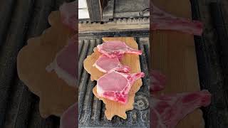 Cooking Sweet Rubbed Pork Chops Over Oak Fire [upl. by Ennovyhc]