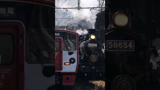 【8620型蒸気機関車】JR九州「SL人吉」普通電車と交換！225撮影 JR Kyushu steam locomotive class 8620 arrivedepart Omuta sta [upl. by Enahs]