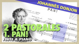 🎼J DONJON  2 Pastorales  1 Pan for FLUTE and PIANO  Sheet Music Scrolling [upl. by Nady]