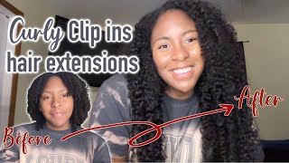 Installing Curly Clip in Hair Extensions on my natural hair [upl. by Minta]