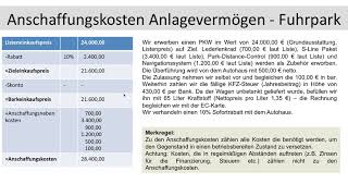 Anschaffungskosten Anschaffungsnebenkosten Fuhrpark inkl Buchungen Anlagevermögen FOS  BOS [upl. by Heurlin479]