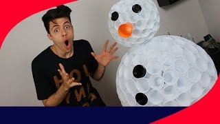 COMO FAZER UM BONECO DE NEVE DE COPOS PLÁSTICOS  APRENDA A FAZER [upl. by Roderick920]