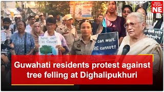 Assam Guwahati residents protest against tree felling at Dighalipukhuri [upl. by Oneladgam25]