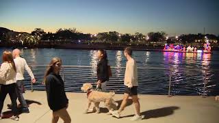 Holiday Light Boat Parade at Tampa’s Riverwalk [upl. by Dorrehs]