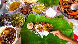 Sri Lankan Tamil Food  BANANA LEAF MEAL and Lagoon Crabs in Trincomalee Sri Lanka [upl. by Schwinn877]