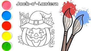 JackoLantern Drawing and Coloring  Easy Halloween Pumpkin Drawing and Coloring for Kids [upl. by Kalikow342]