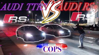 DIG RACE‼️ MODDED AUDI TTRS VS MODDED AUDI RS3 B4 THE COPS COME⁉️racing cars [upl. by Zoilla]