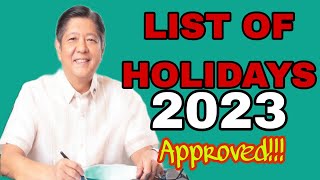 OFFICIAL LIST OF HOLIDAYS 2023 [upl. by Calder]