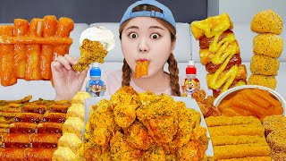 뿌링클 치킨 치즈볼 전메뉴 먹방🍗 MUKBANG BHC BBURINKLE FRIED CHICKEN EATING REAL SOUND  HIU 하이유 [upl. by Noitsuj]