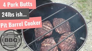 Cooking 4 Pork Butts In The Pit Barrel [upl. by Holmann]