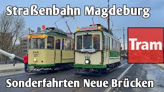 Straßenbahn Magdeburg  Pendelverkehr auf den Neuen Brücken am 22122023  MVB IGNah 2023 [upl. by Eniamirt892]