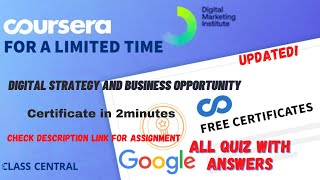 Digital Strategy and Business Opportunityweek14 All Quiz Answerscoursera quiztime quiz [upl. by Berners]