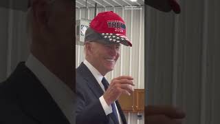 Joe Biden jokingly wears Trump hat in cap swap with MAGA supporter [upl. by Cohbath]