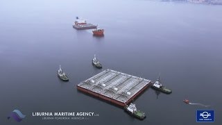 LIBURNIA MARITIME LOADING 7 BARGES ON SEMISUB VESSEL quotTERNquot [upl. by Warfore]