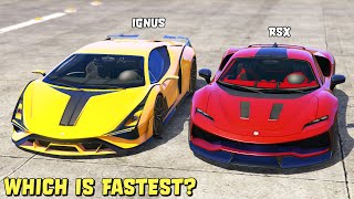 GTA 5  PEGASSI IGNUS vs ITALI RSX  Which is Fastest [upl. by Shinberg601]