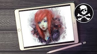 RED HAIR GIRL ● iPad Digital Painting ● Procreate ● Paintstorm Studio  Sephiroth Art [upl. by Nitsej]